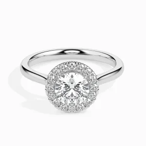 1-Carat Lab Grown Solitaire Halo Diamond Shank Platinum Ring JL PT LG G 19021-B