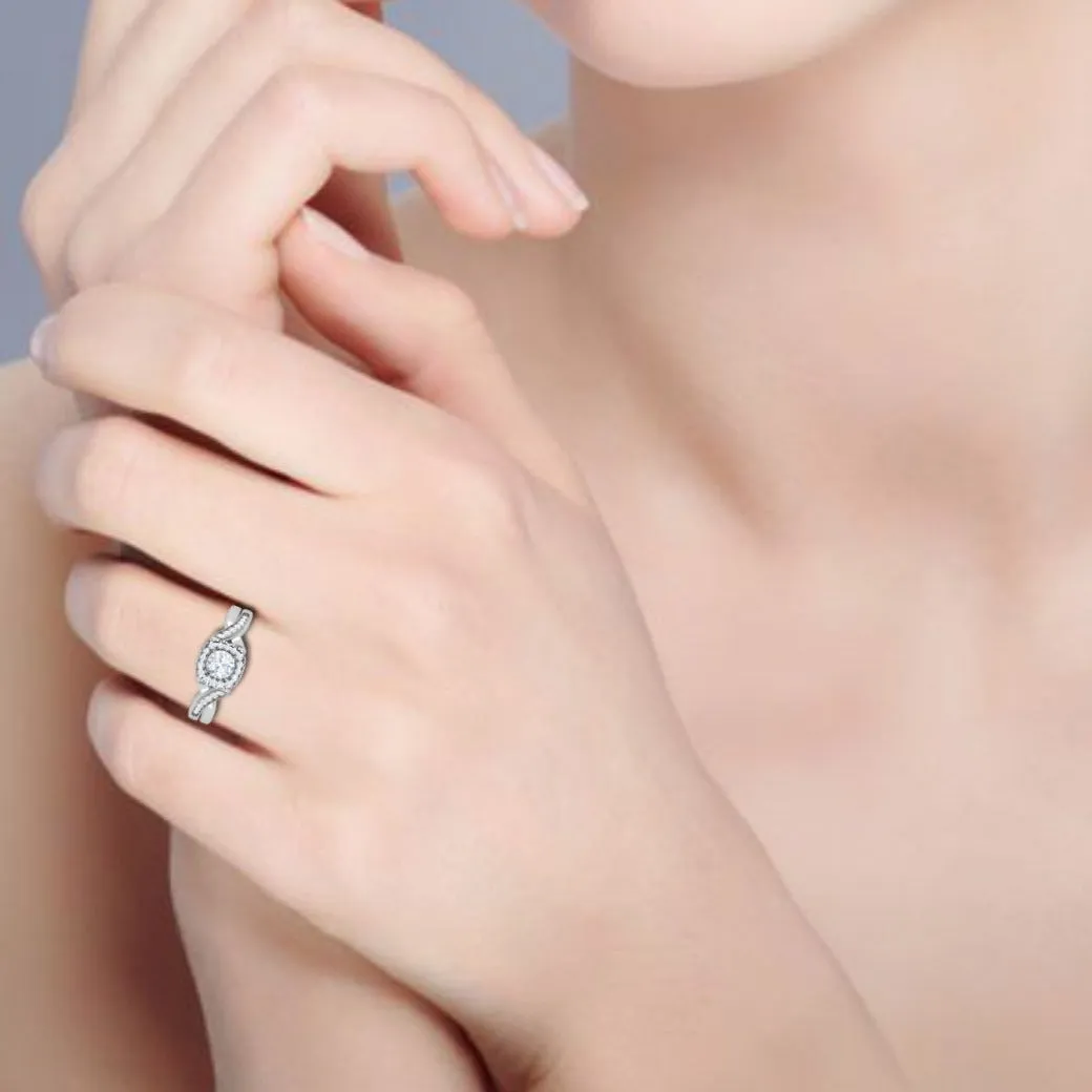 1-Carat Lab Grown Solitaire Halo Diamond Single Twisted Shank Platinum Ring for Women JL PT RV RD LG G 123-B