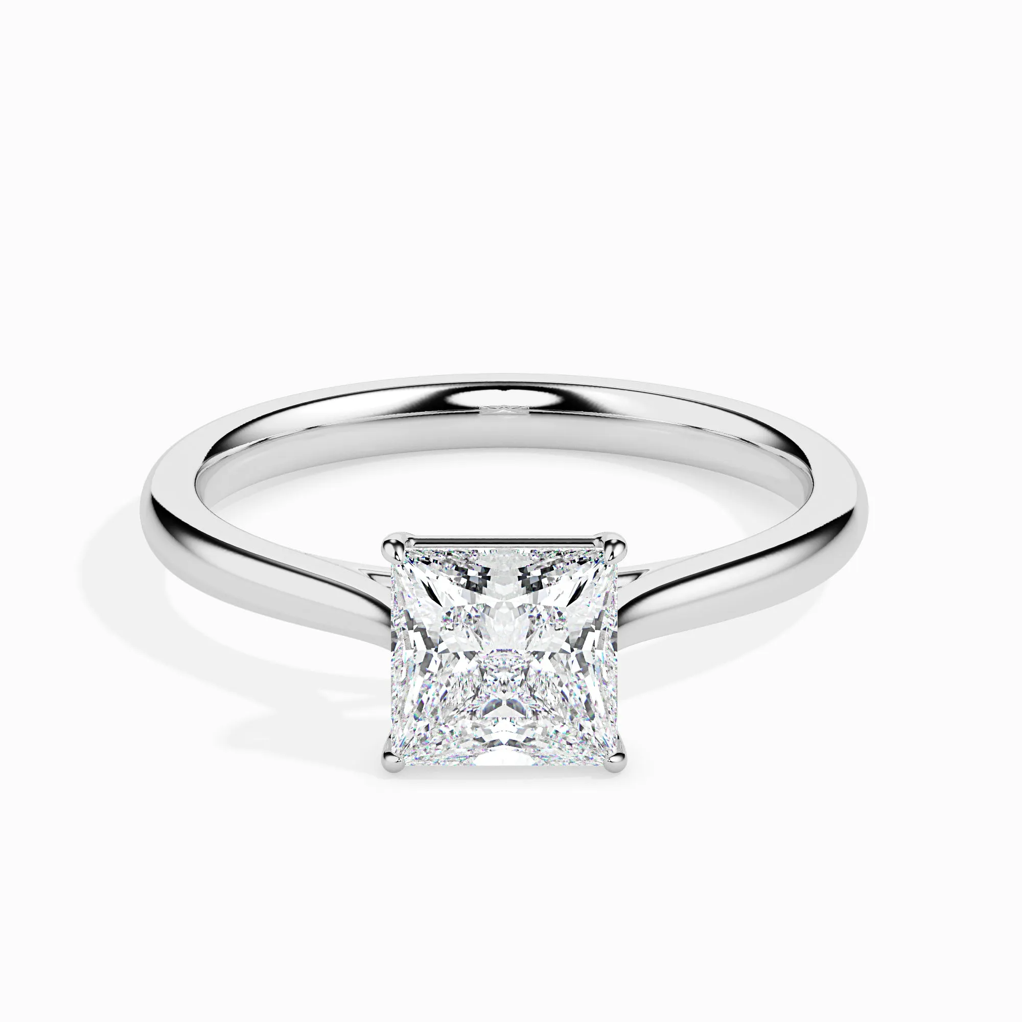 1 Carat Princess cut Diamond Solitaire Platinum Ring JL PT 19002-C