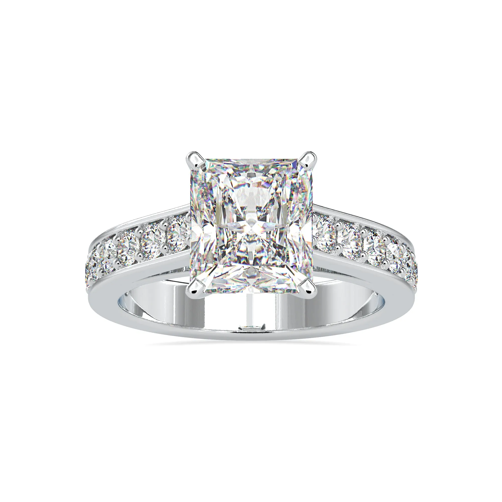 1-Carat Princess Cut Solitaire Platinum Diamond Shank Ring JL PT 0152-B