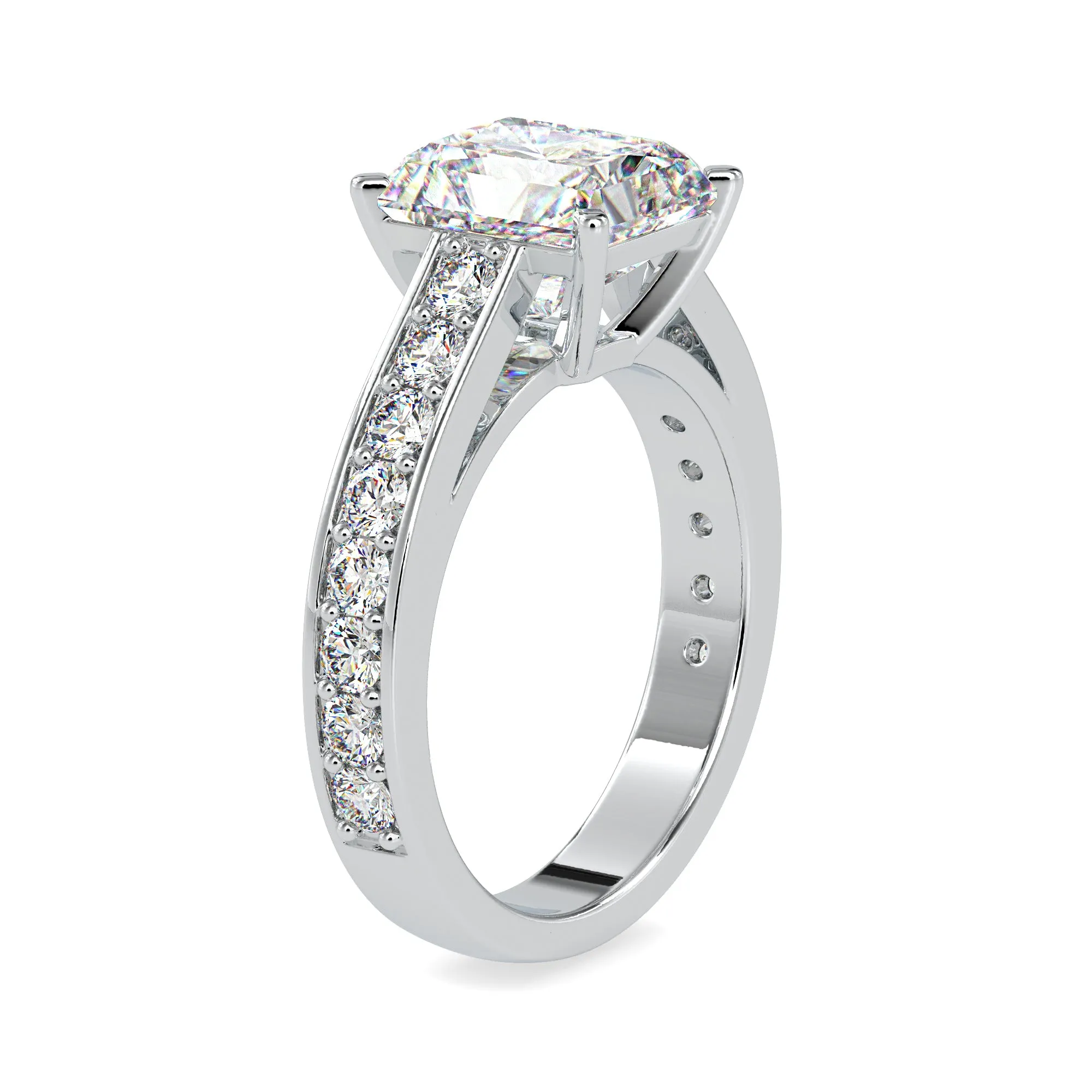 1-Carat Princess Cut Solitaire Platinum Diamond Shank Ring JL PT 0152-B