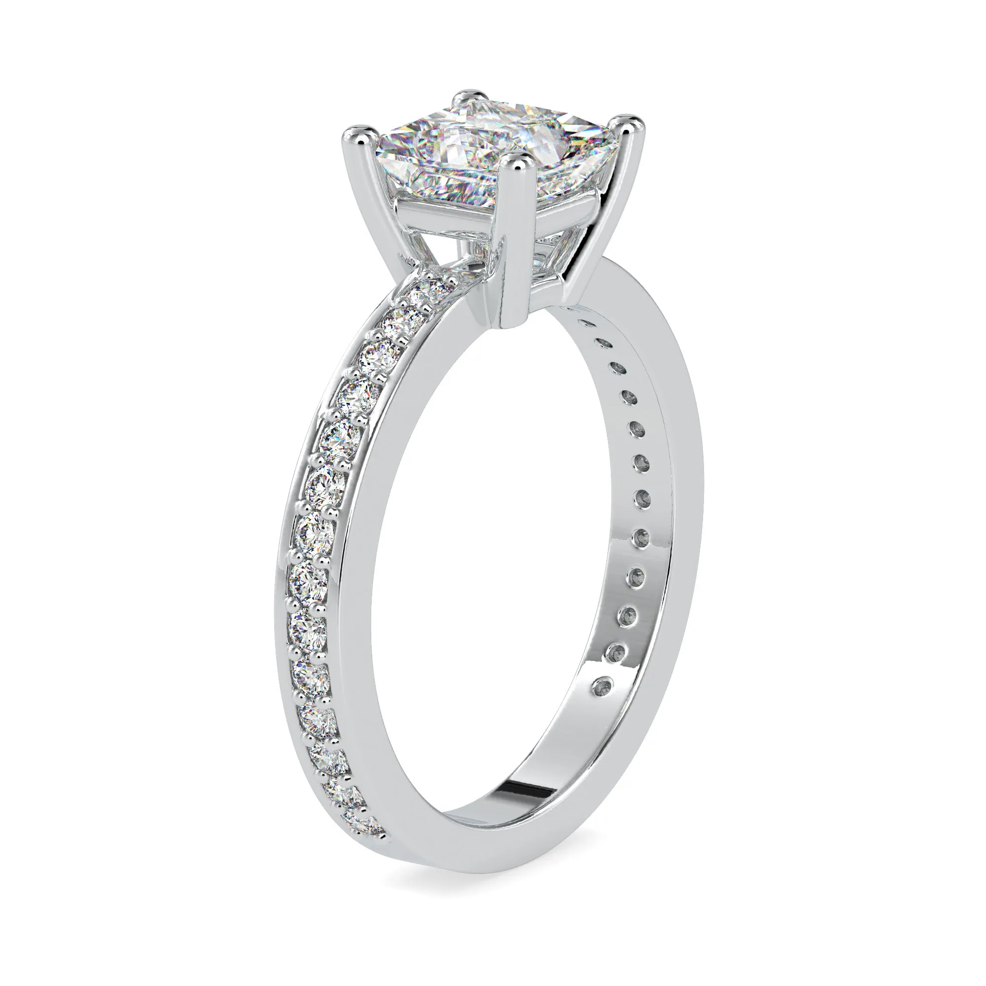 1-Carat Princess Cut Solitaire Platinum Diamond Shank Ring JL PT 0155-C
