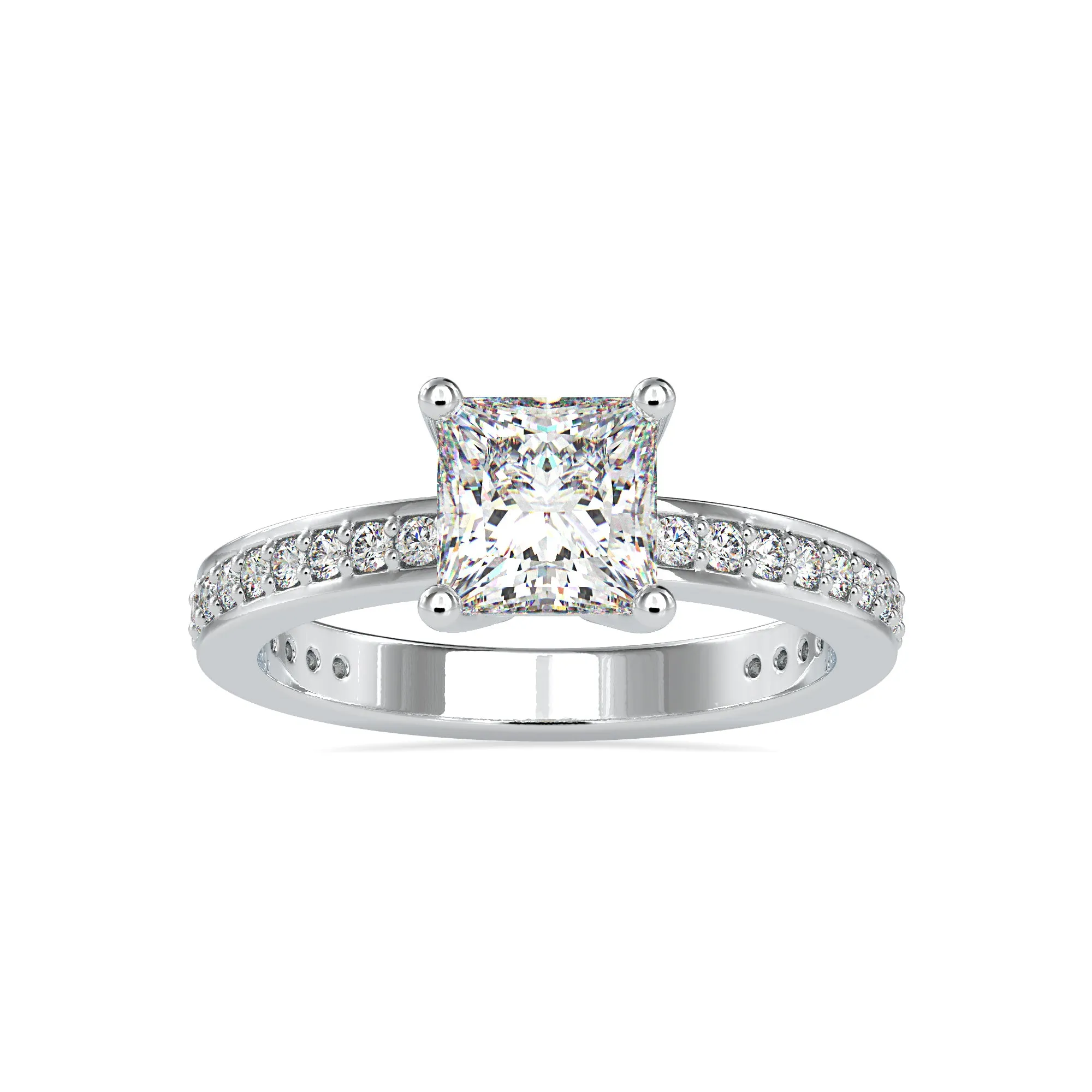1-Carat Princess Cut Solitaire Platinum Diamond Shank Ring JL PT 0155-C