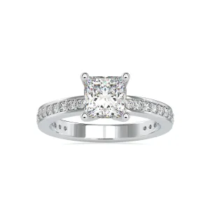 1-Carat Princess Cut Solitaire Platinum Diamond Shank Ring JL PT 0155-C