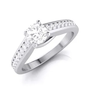 1-Carat Raised Lab Grown Solitaire Platinum Diamond Shank Engagement Ring JL PT LG G-120-C