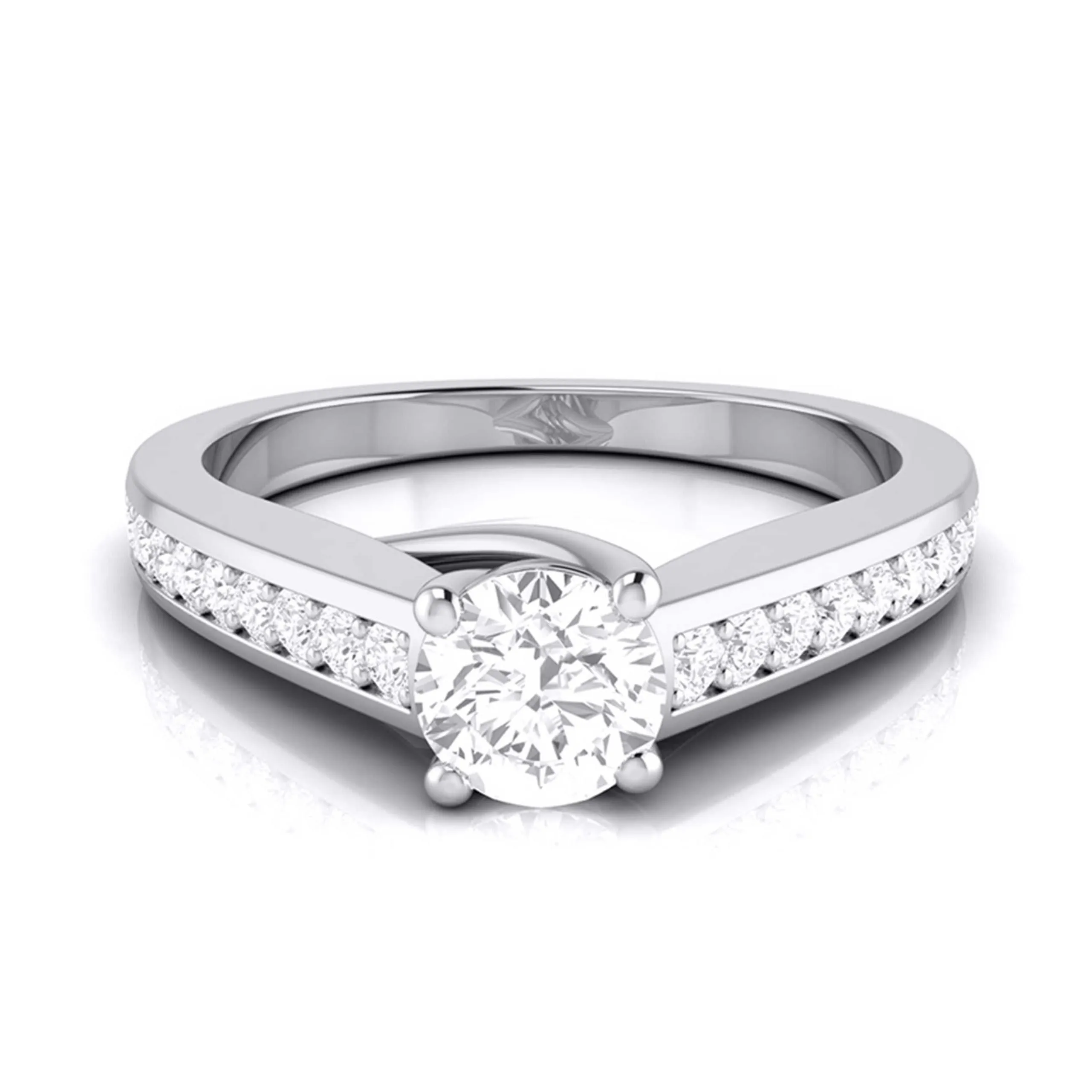 1-Carat Raised Lab Grown Solitaire Platinum Diamond Shank Engagement Ring JL PT LG G-120-C
