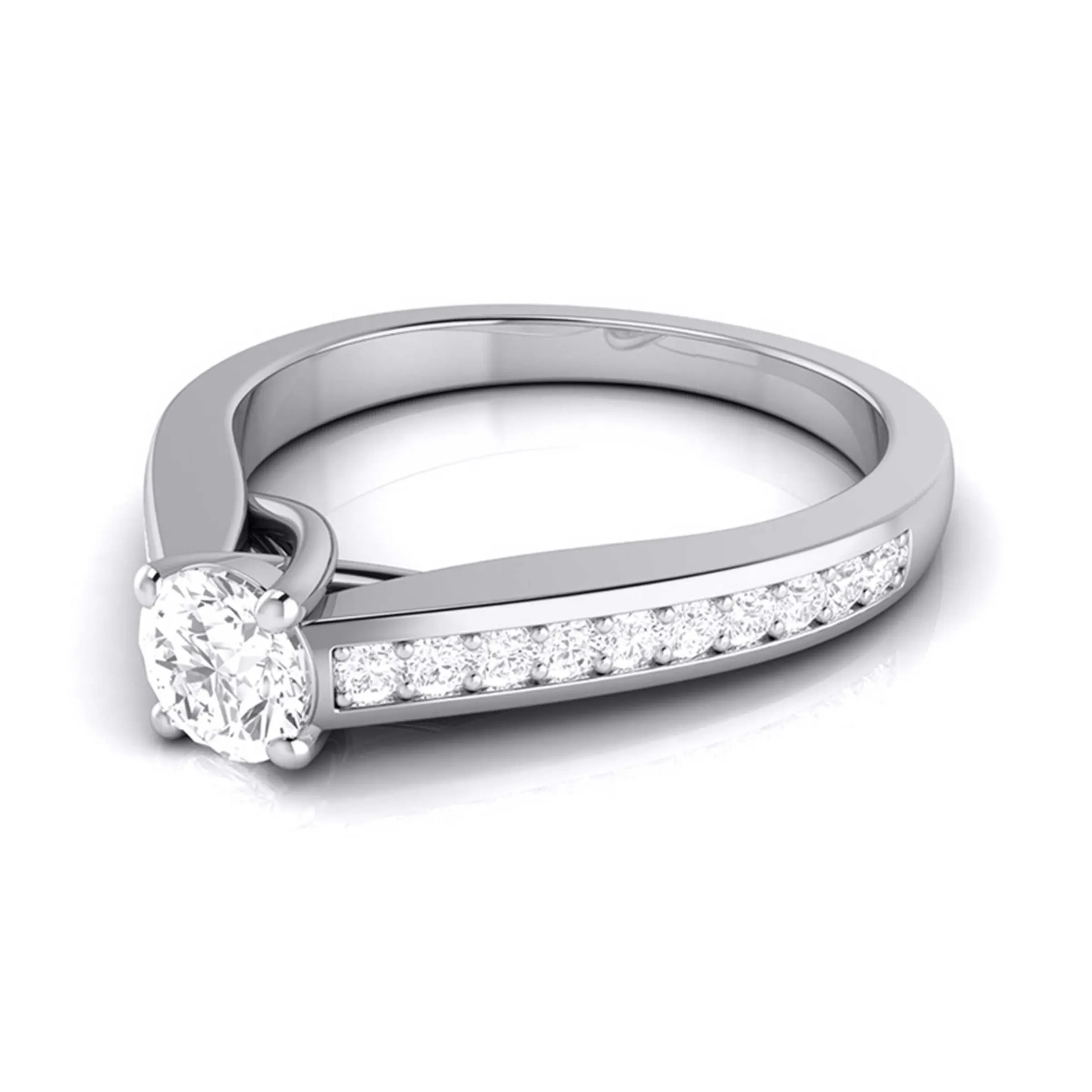 1-Carat Raised Lab Grown Solitaire Platinum Diamond Shank Engagement Ring JL PT LG G-120-C