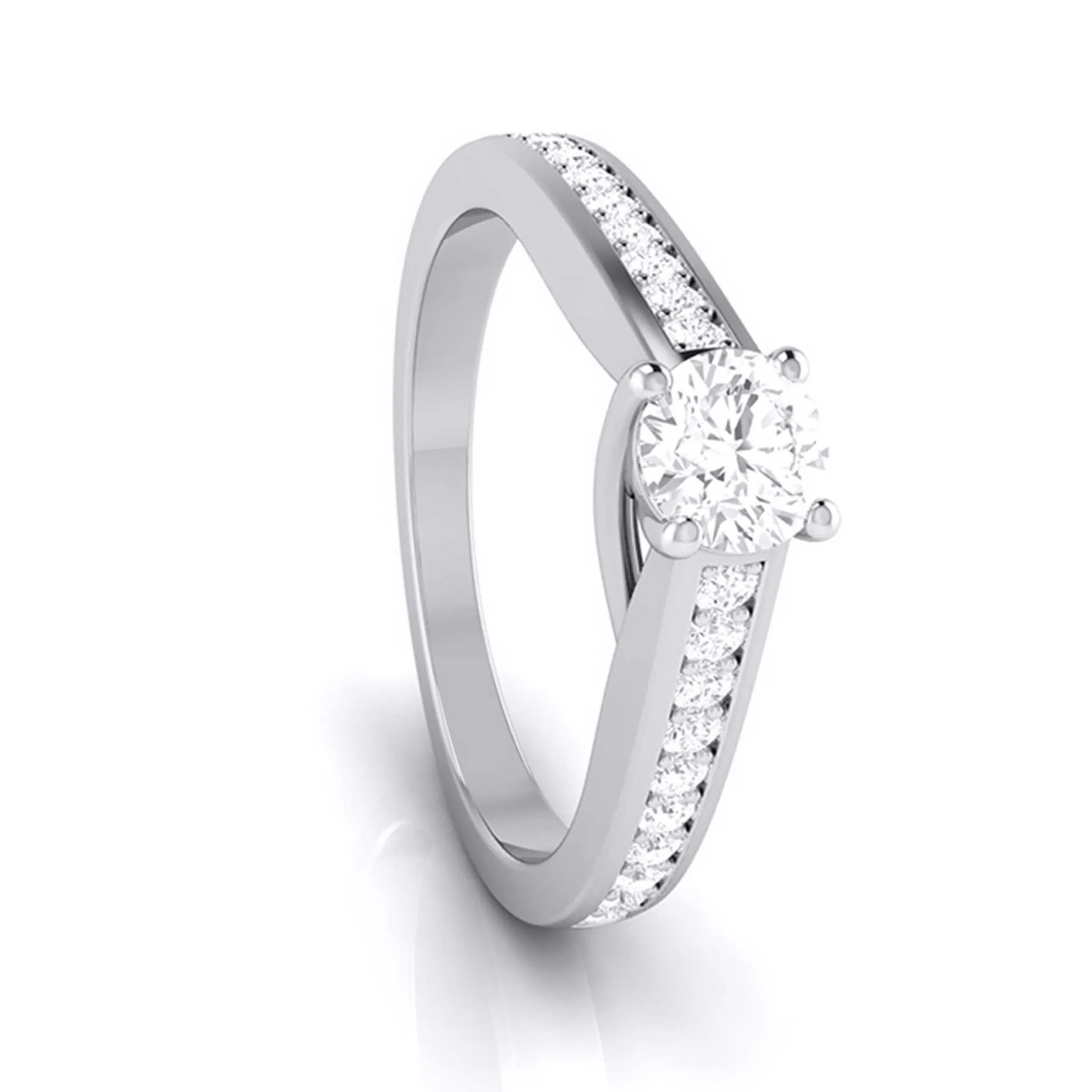 1-Carat Raised Lab Grown Solitaire Platinum Diamond Shank Engagement Ring JL PT LG G-120-C