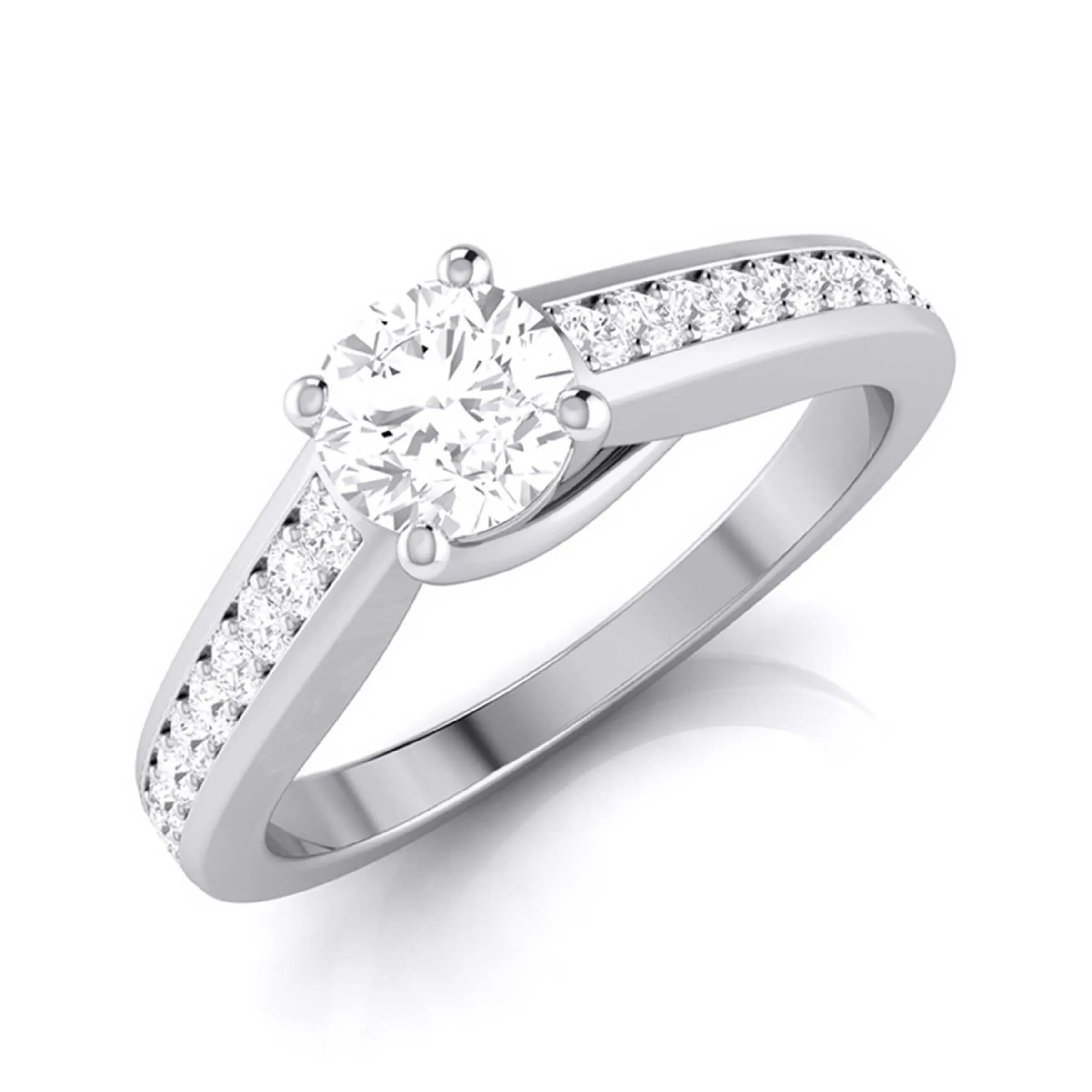 1-Carat Raised Lab Grown Solitaire Platinum Diamond Shank Engagement Ring JL PT LG G-120-C