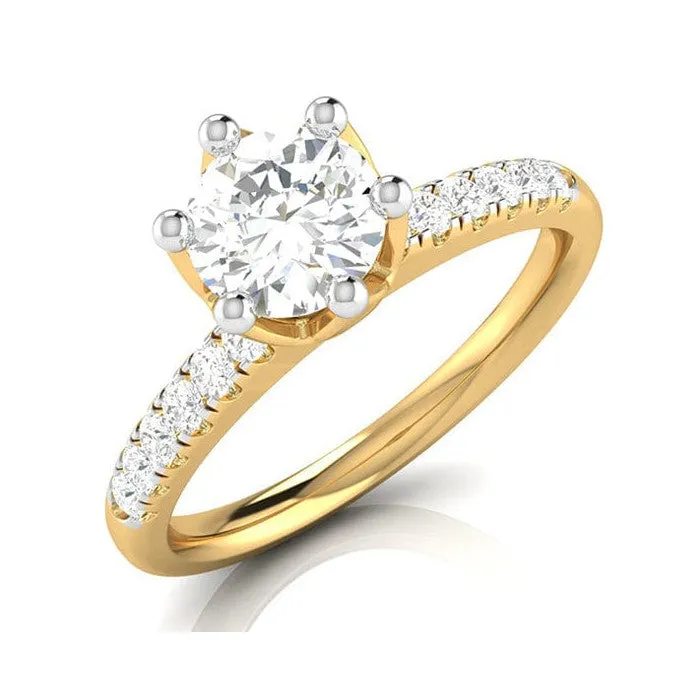 1-Carat Solitaire Diamond Shank Yellow Gold Ring JL AU G 105Y-C