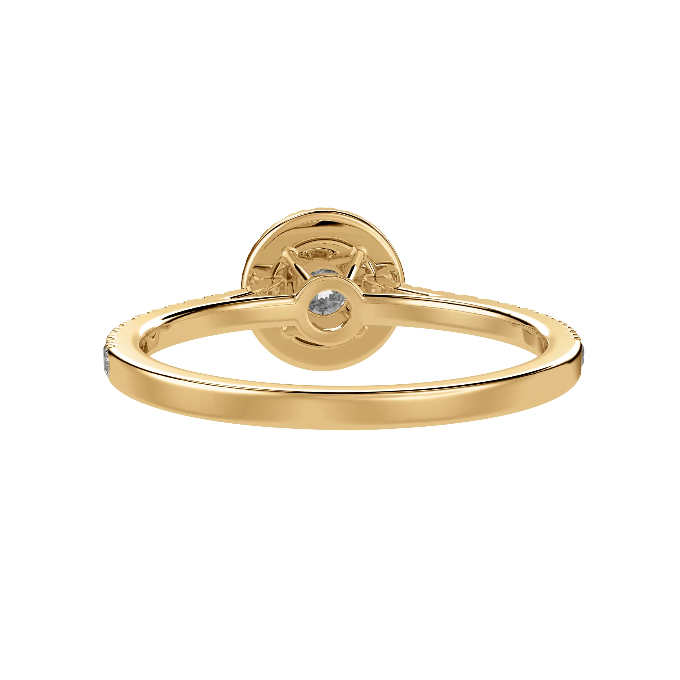 1-Carat Solitaire Halo Diamond Shank 18K Yellow Gold Ring JL AU 1294Y-C