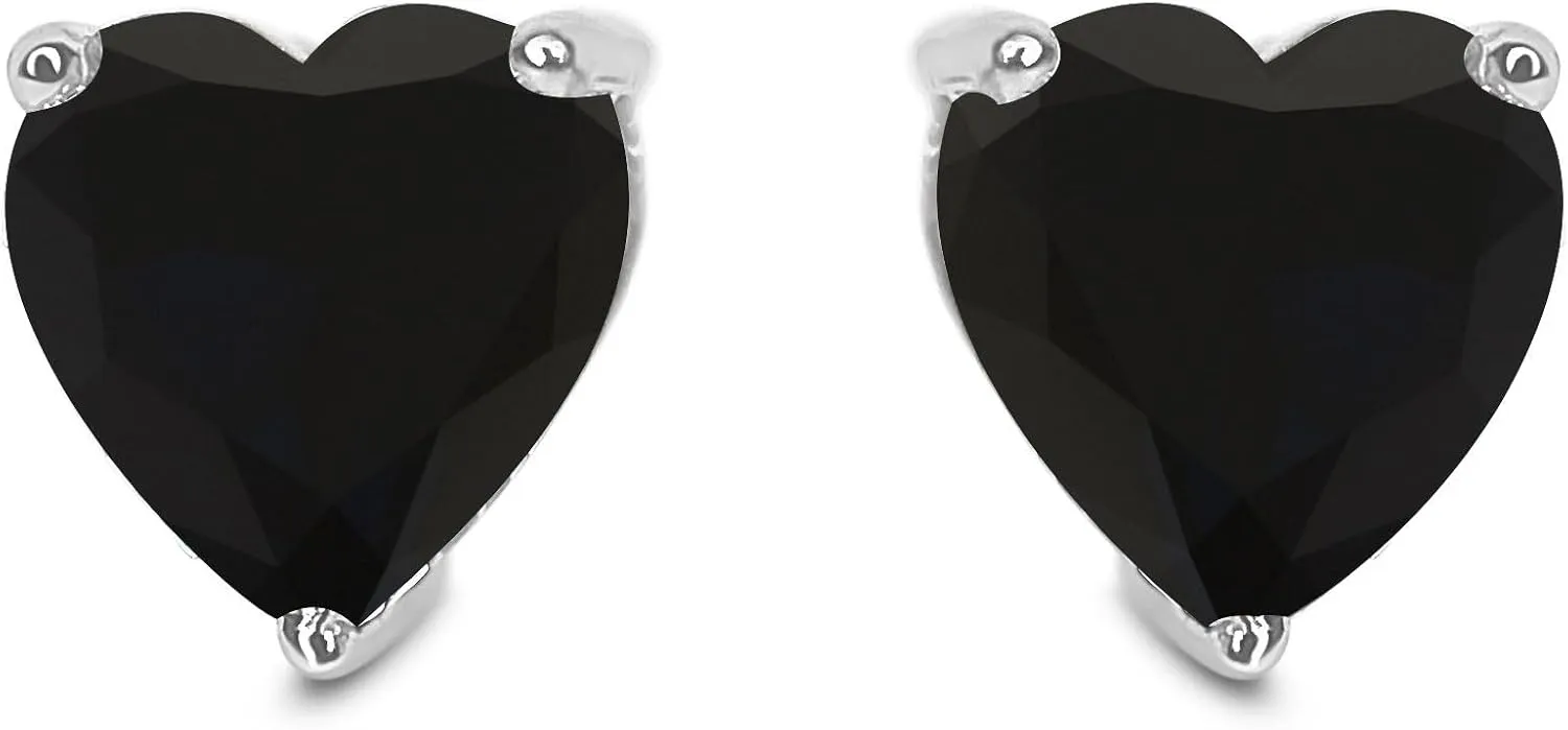 1 ct - 3 ct Black Heart Diamond Earrings, 14k 18K Yellow Gold Earrings, Heart Cut Black Studs, Solid Gold Screw Back Earrings