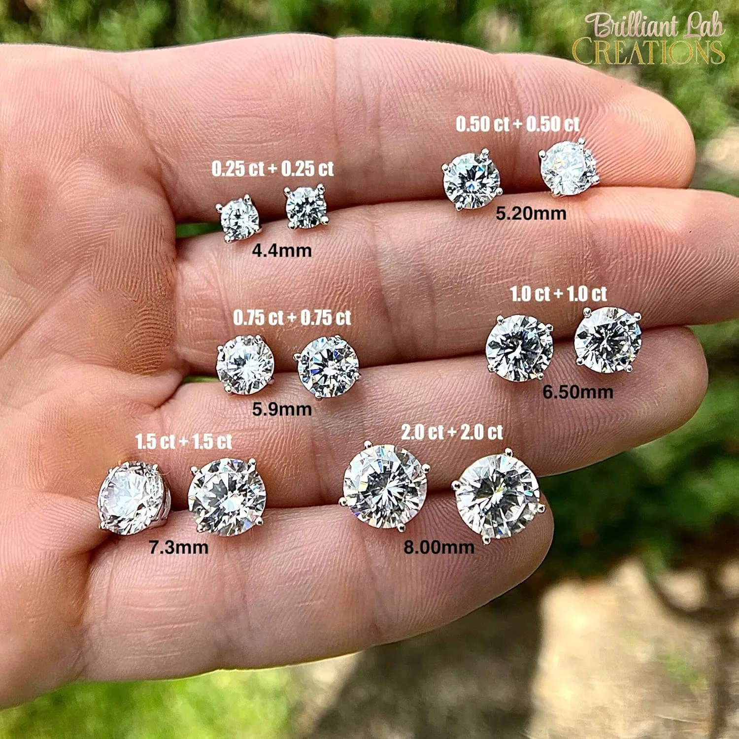 1 ct - 4 ct Round Cut Rose Gold Studs, Solid 14k 18k Created Diamond Earrings, Real Rose Gold Screw Back Earrings