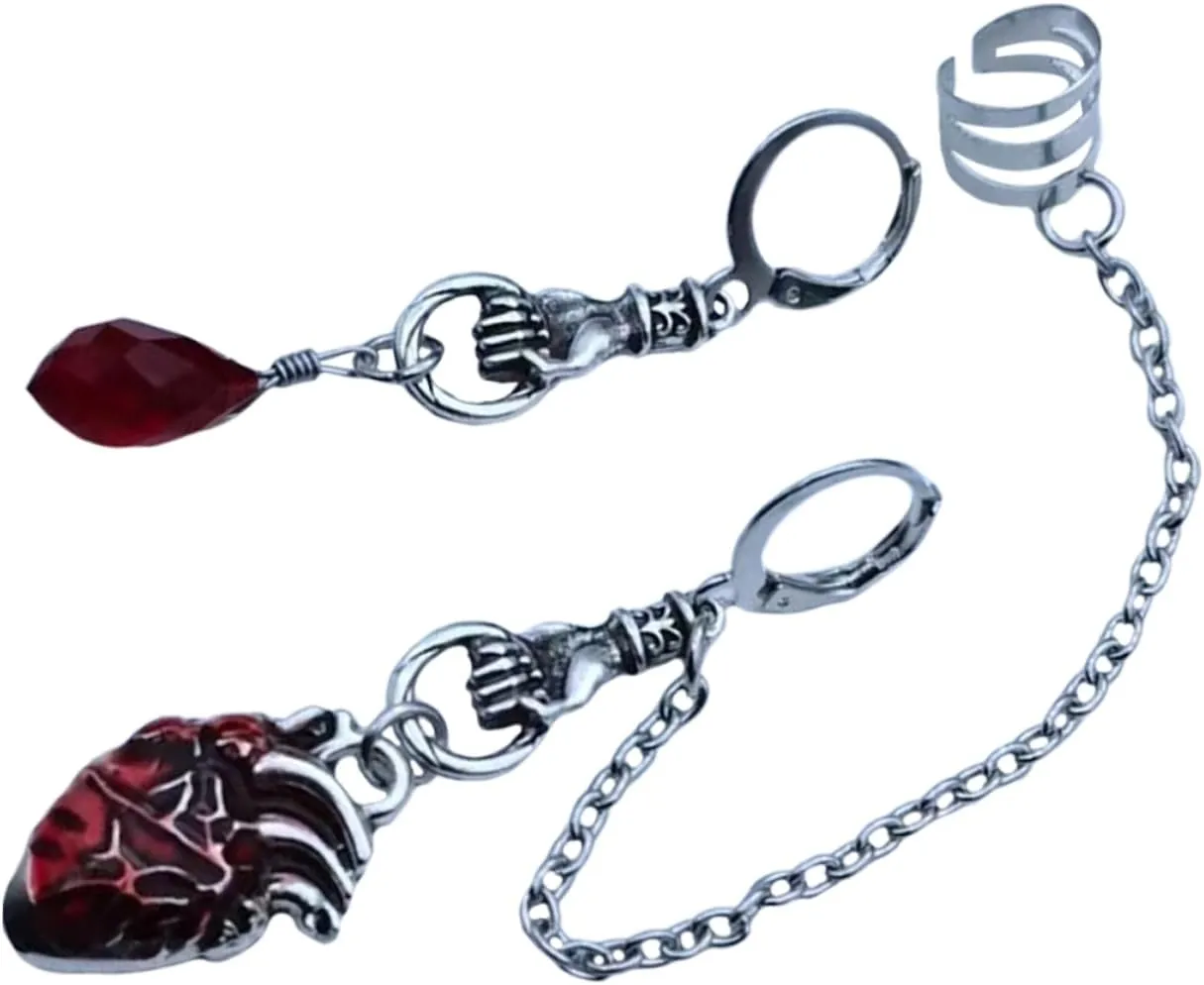 1 Pair Asymmetrical Earrings for Women Stylish Gothic Heart Drop Earrings