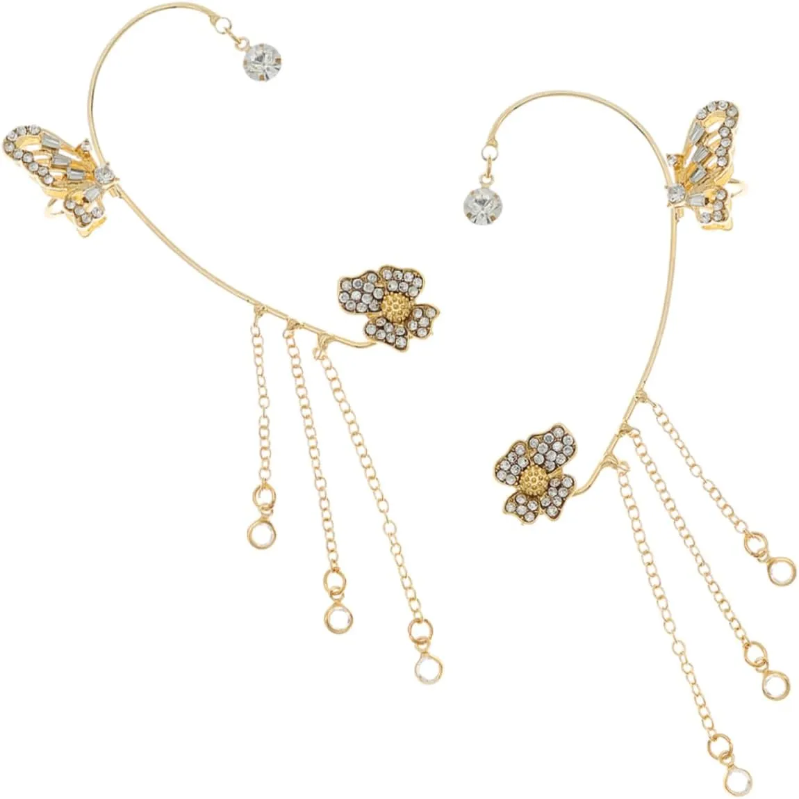 1 Pair Butterfly Ear Cuff Earrings with Tassel Chain for Women Versatile and Timeless Jewelry for Everyday Wear and Special Occasions Lightweight and Durable Design