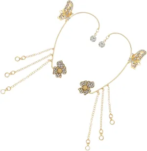 1 Pair Butterfly Tassel Ear for Women Ear Wrap Earrings Elegant Accessory for Special Occasions Everyday Wear Versatile Rhinestone Design