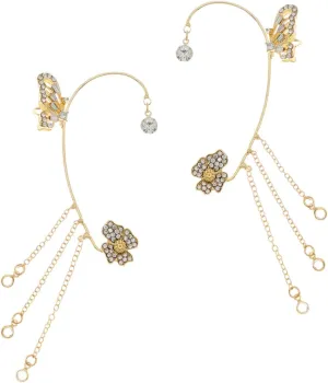 1 Pair Butterfly Tassel Ear for Women Elegant Dangling Cuff Earrings Versatile Ear Jewelry for All Occasions Lightweight Comfortable Design present for Special Moments
