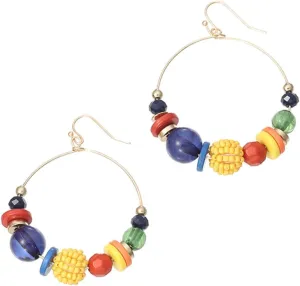 1 Pair Creative Ethnic Style Earrings Handmade Geometric Ear Studs Comfortable Lightweight Bead Ear Jewelry for Parties Weddings and Everyday Wear Unique Women