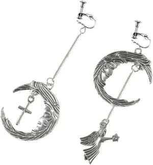 1 Pair Punk Style Angel Cross Pendant Lightweight Silver Earrings for Birthdays Anniversaries Unique Present Occasions Fashionable Dangler Design
