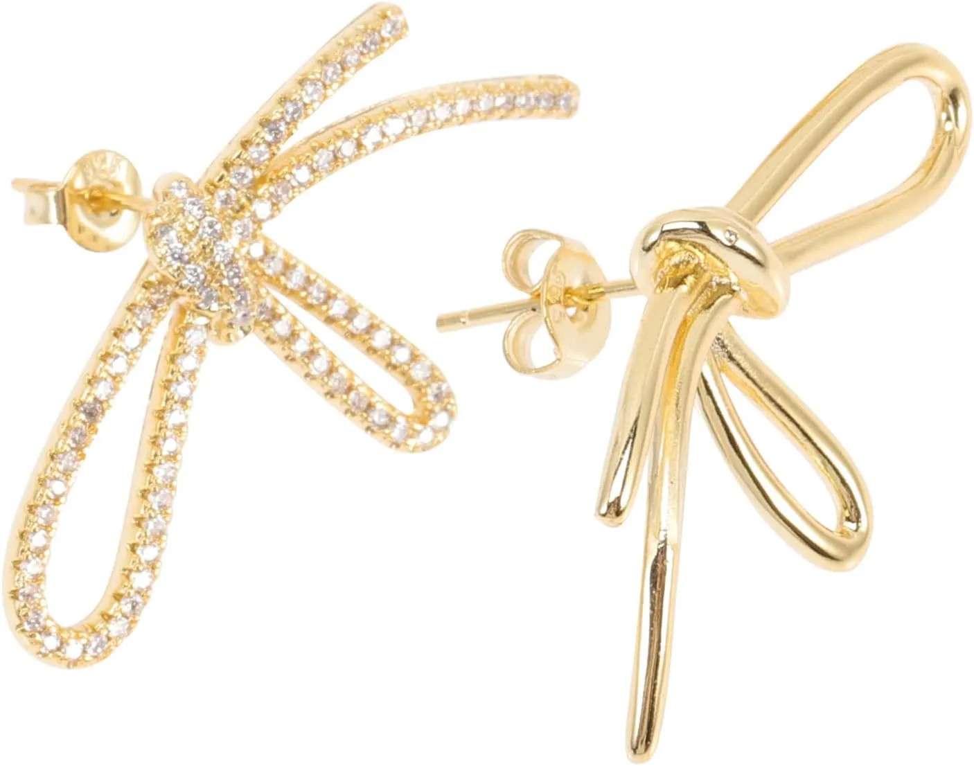 1 Pair Zircon Bow Earrings for Women Asymmetrical Design Fashionable Jewelries for present for Teens and Friends Unique and Accessories
