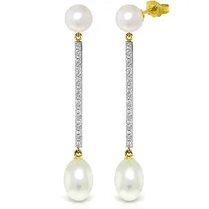 10.11 Carat 14K Solid Yellow Gold Bliss Pearl Diamond Earrings
