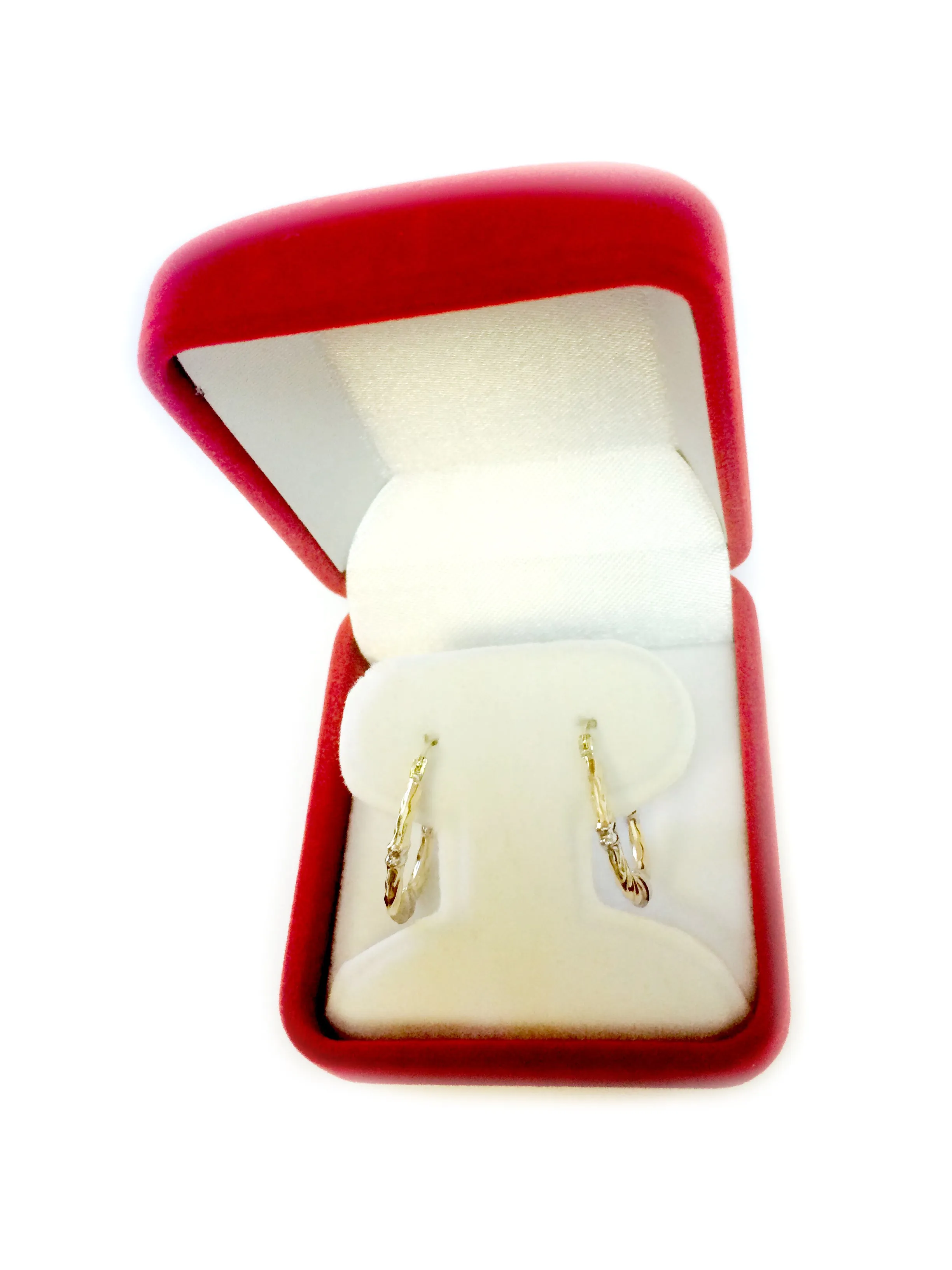 10k 2 Tone White And Yellow Gold Swirl Texture Oval Hoop Earrings, Diameter 20mm