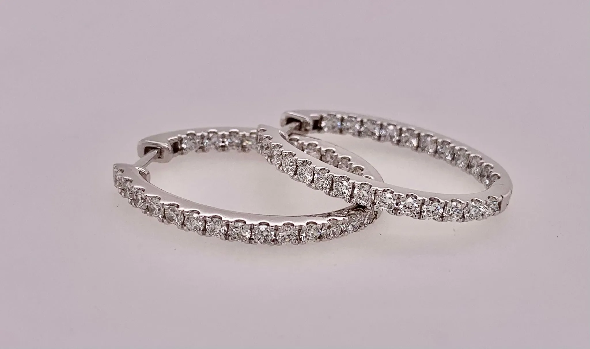 10K LAB Diamond Hoop Earrings
