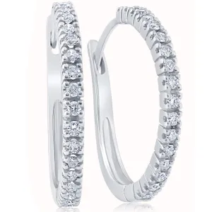 10k White Gold 1/2 ct TDW Diamond Hoops