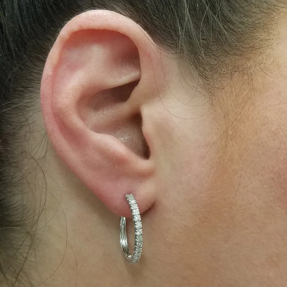 10k White Gold 1/2 ct TDW Diamond Hoops