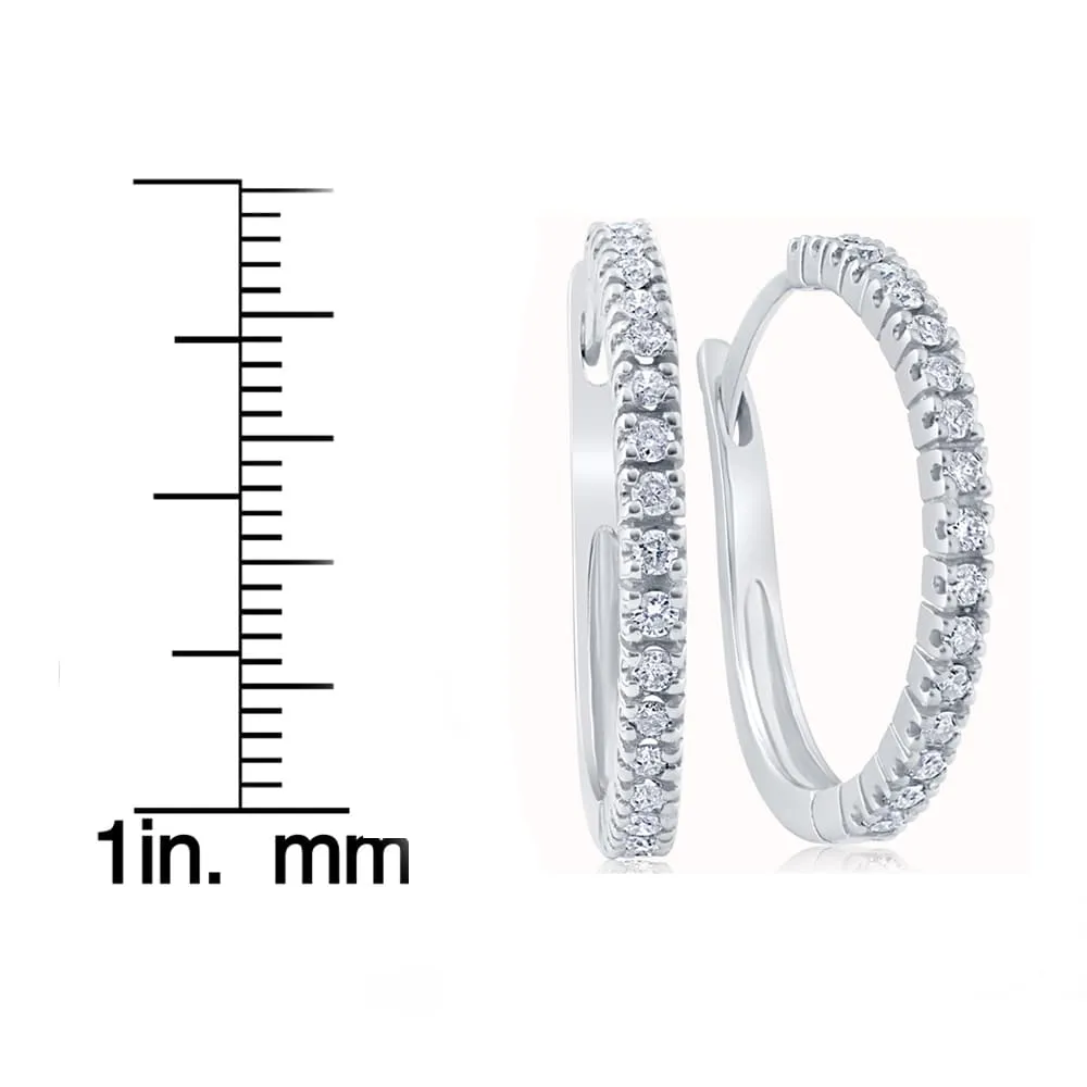 10k White Gold 1/2 ct TDW Diamond Hoops