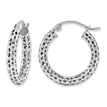 10K White Gold Pierced Hoops