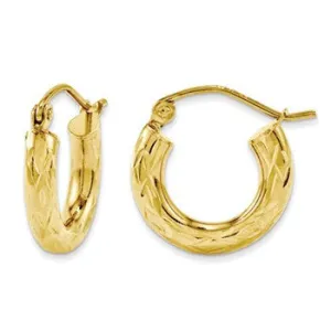 10K Yellow Dia Cut Hoops