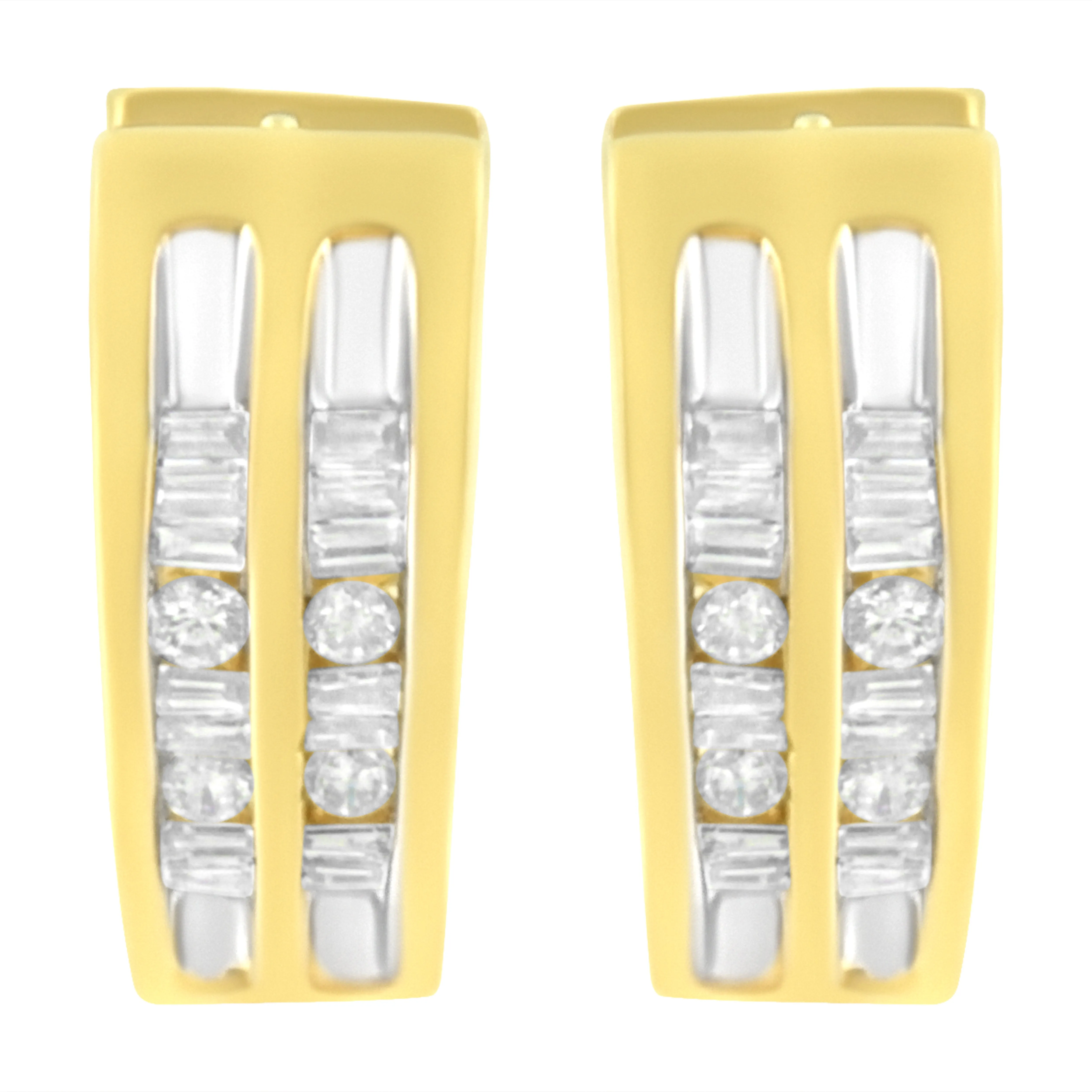 10K Yellow Gold 1/2 cttw Diamond Huggy Heart Hoop Earrings