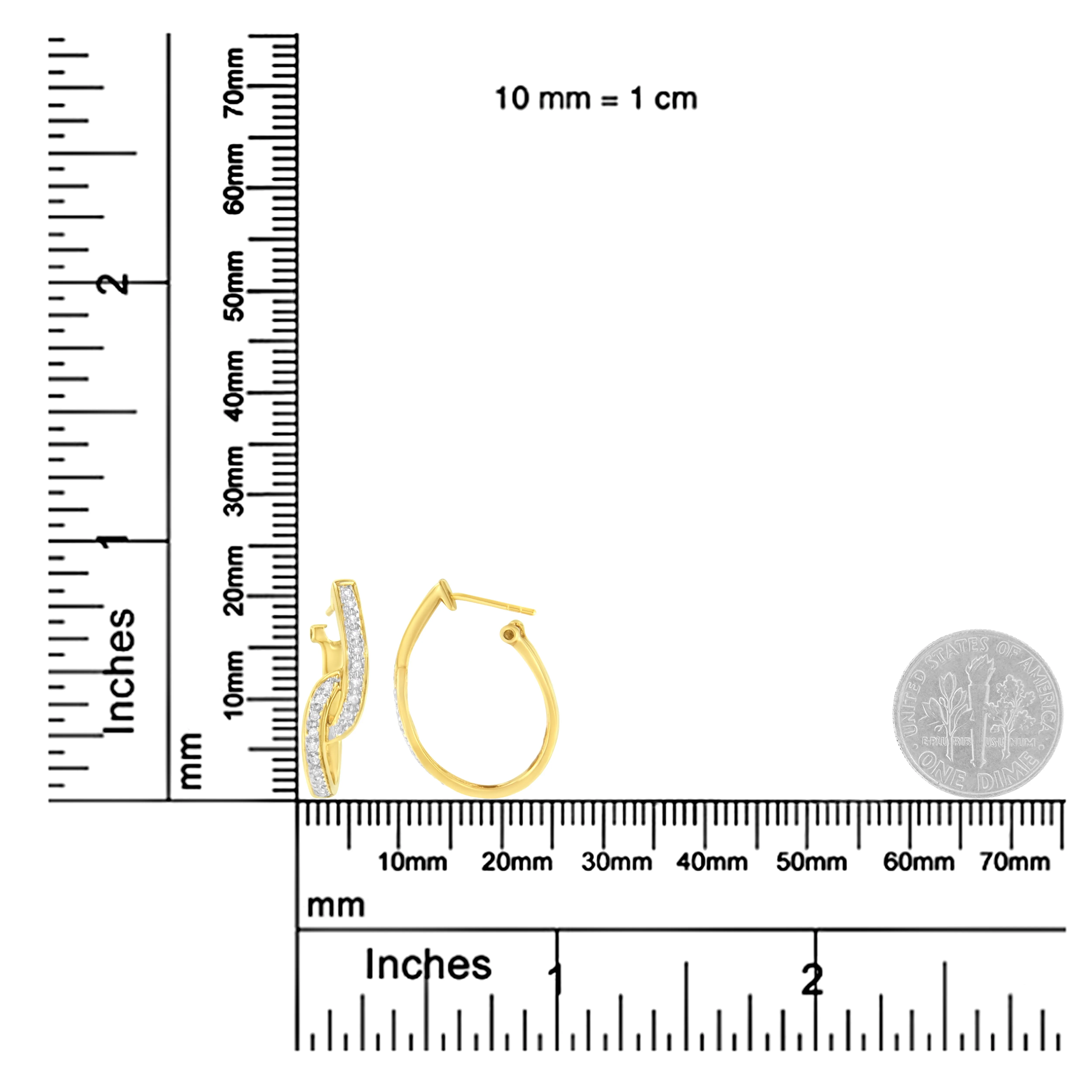 10K Yellow Gold 1/4 cttw S-Curve Diamond Huggy Hoop Earrings