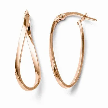 10k Yellow Gold and Rose Gold-plated Polished Hinged Hoop Earrings
