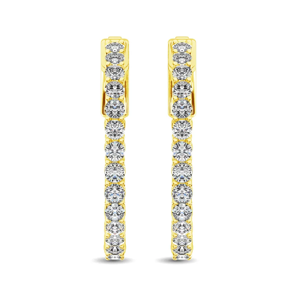 10K Yellow Gold Diamond 2 Ct.Tw. In and Out Hoop Earrings