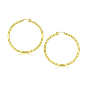 10k Yellow Gold Polished Hoop Earrings (3x30mm)
