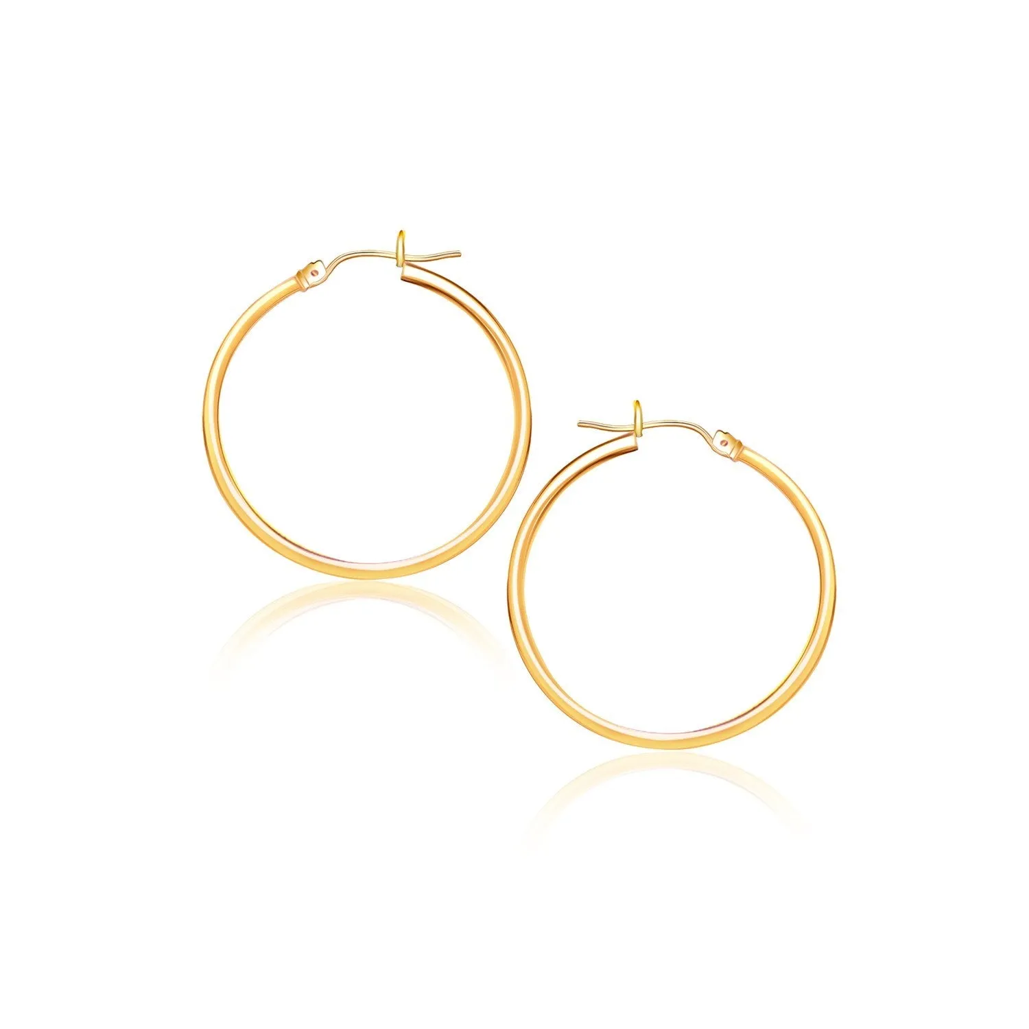 10k Yellow Gold Polished Hoop Earrings (40 mm) Weight 1.6 grams