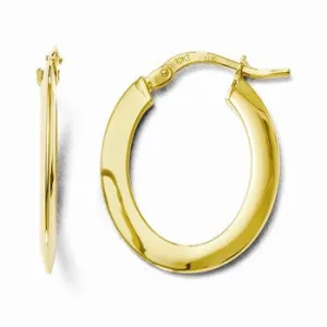 10k Yellow Gold Polished Oval Hinged Hoop Earrings