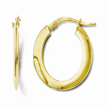 10k Yellow Gold Polished Oval Hinged Hoop Earrings