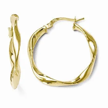 10k Yellow Gold Polished Twisted Hinged Hoop Earrings