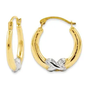 10K Yellow Hoop w/Rhodium X