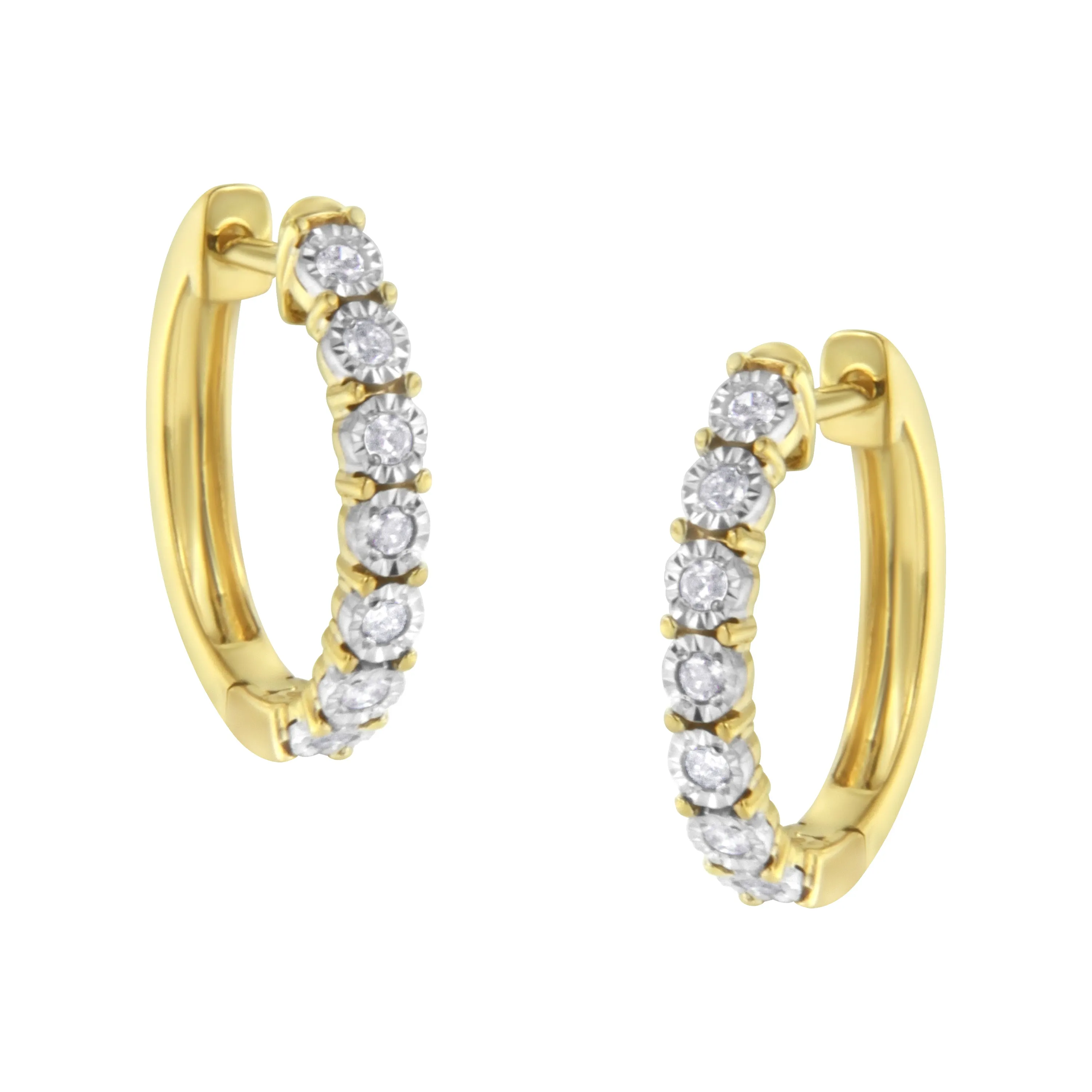 10KT Two-Toned Gold Diamond Hoop Earring