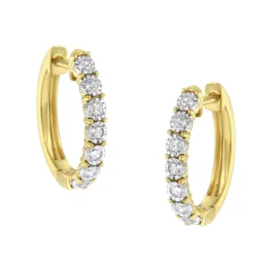 10KT Two-Toned Gold Diamond Hoop Earring