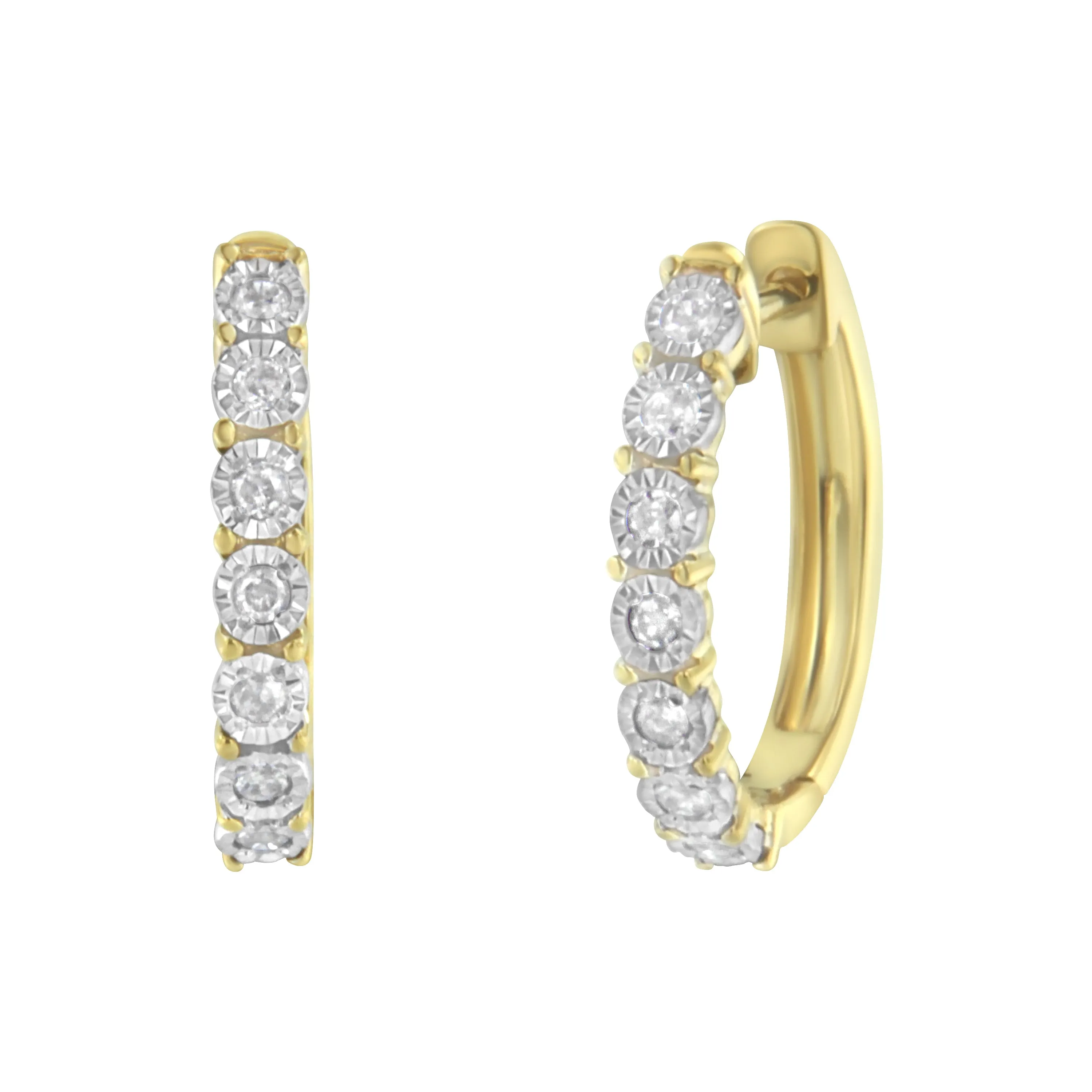 10KT Two-Toned Gold Diamond Hoop Earring