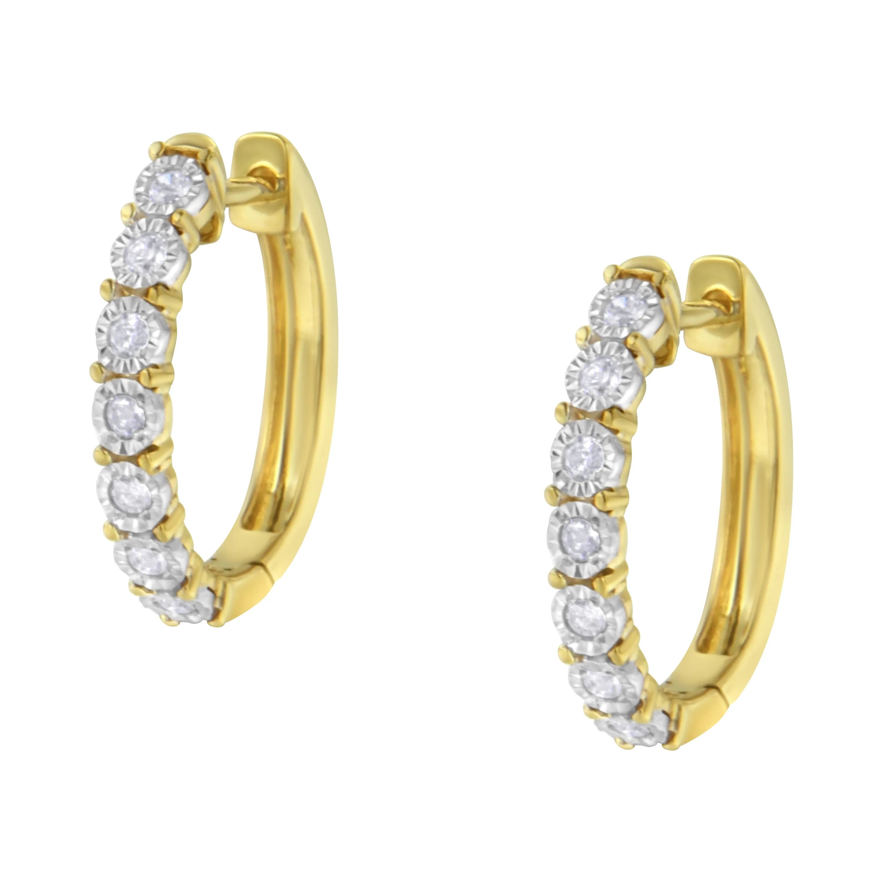 10KT Two-Toned Gold Diamond Hoop Earring