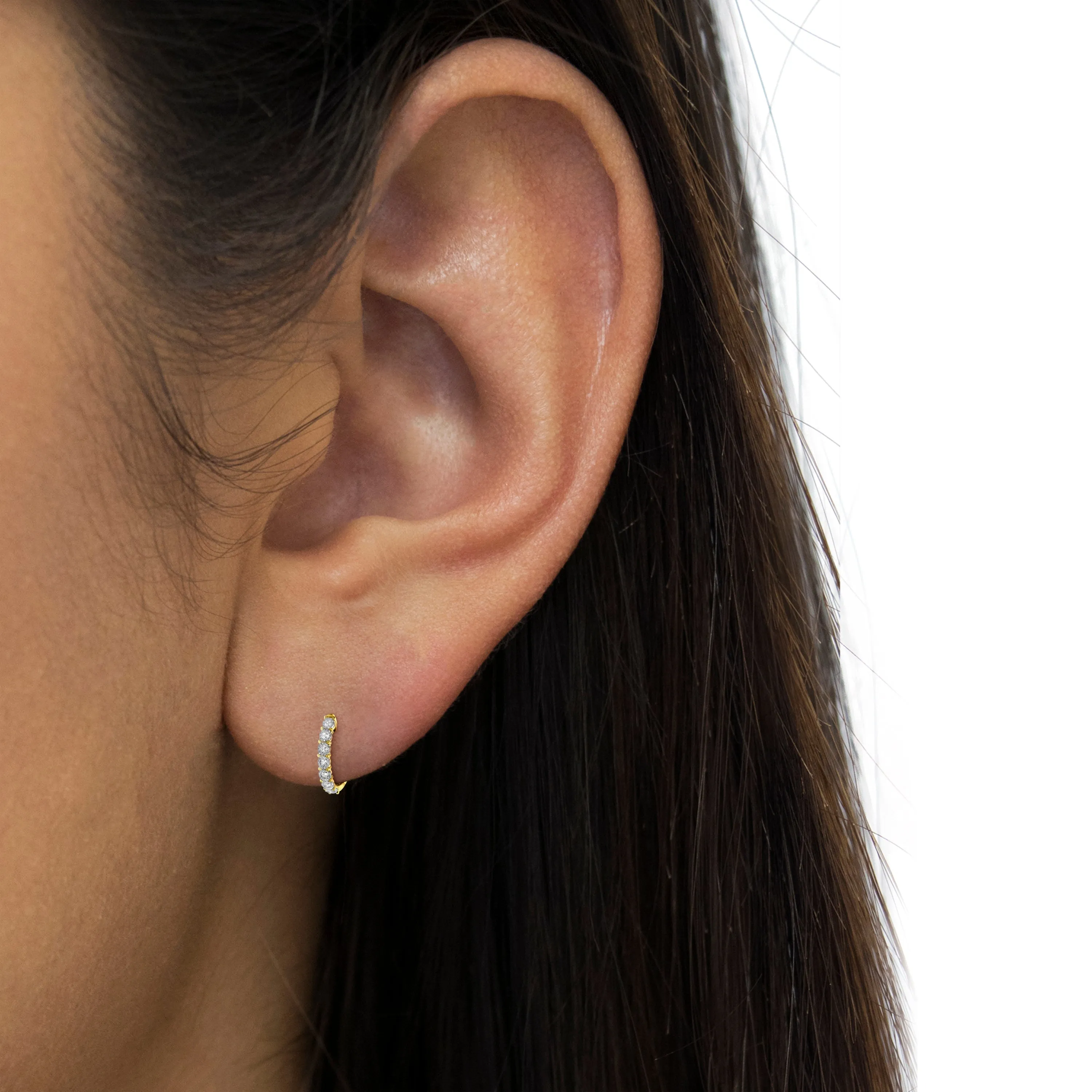 10KT Two-Toned Gold Diamond Hoop Earring