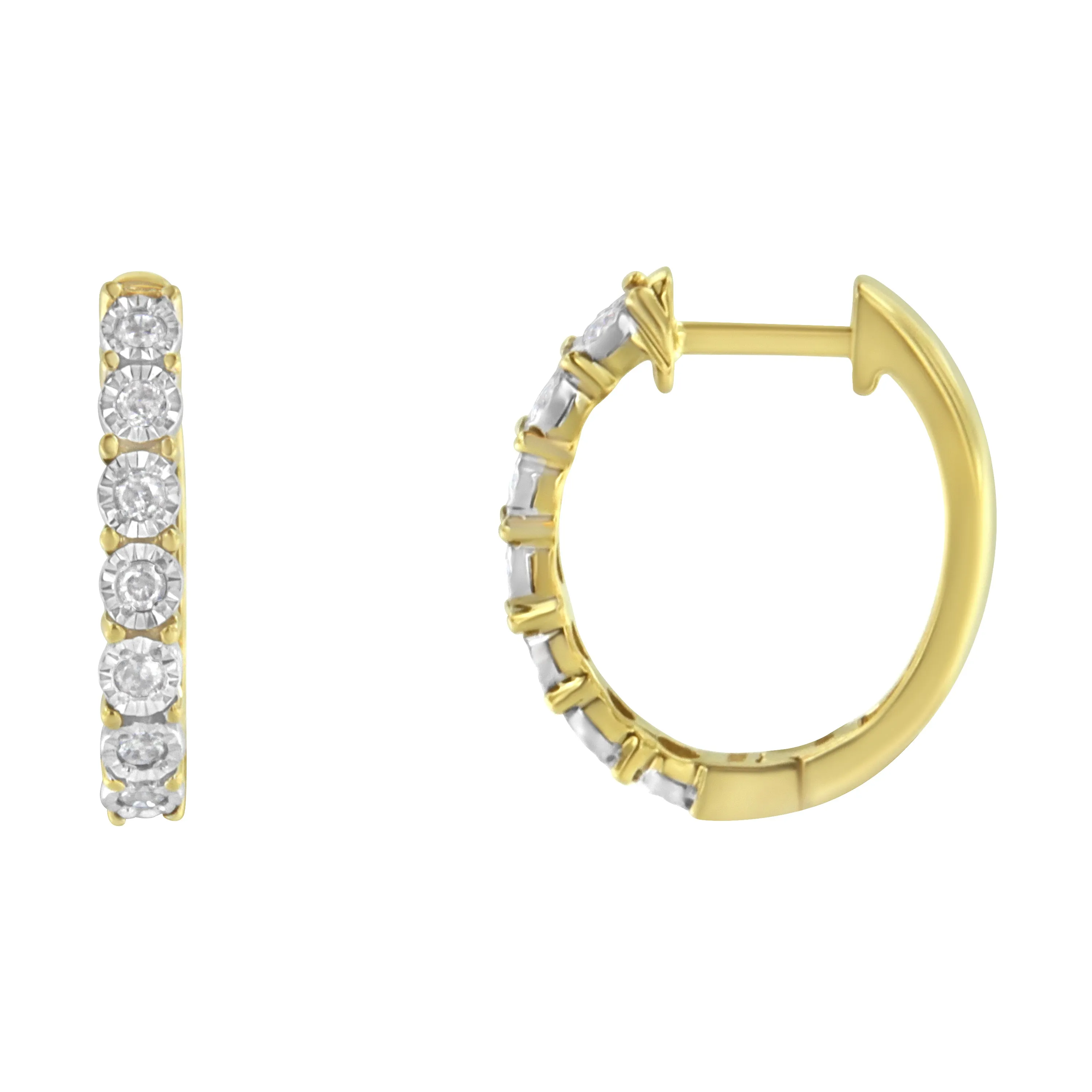 10KT Two-Toned Gold Diamond Hoop Earring