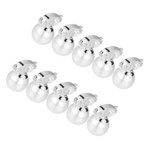 10pcs Clip-on Pearl Earrings for Women Non-pierced Round Shape Hair Beads Elegant Side Clip for Wedding Parties Bridal