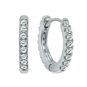 1/10 Carat TW Small Diamond Huggie Hoop Earrings in 10K White Gold